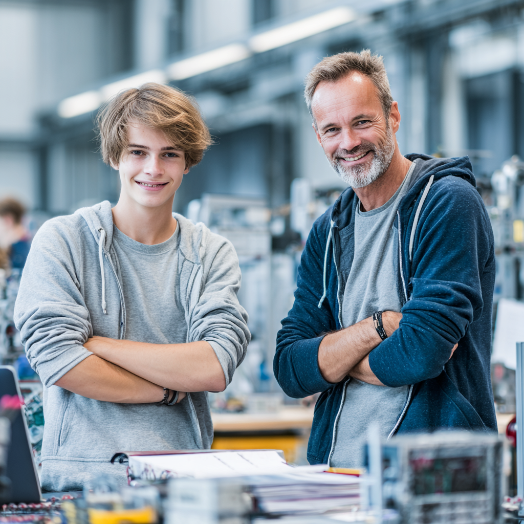 Lehrer und Schüler im Labor